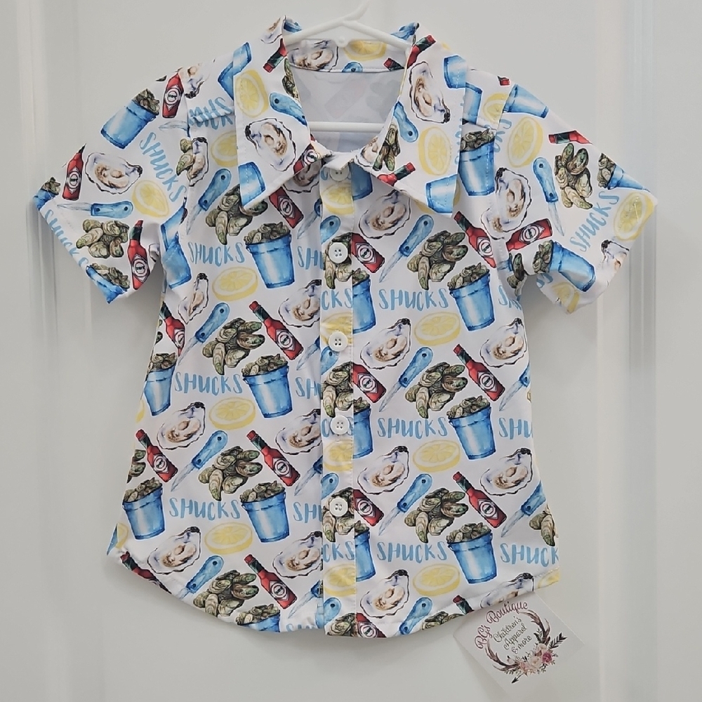 Kids Oyster Print Button Down Shirt